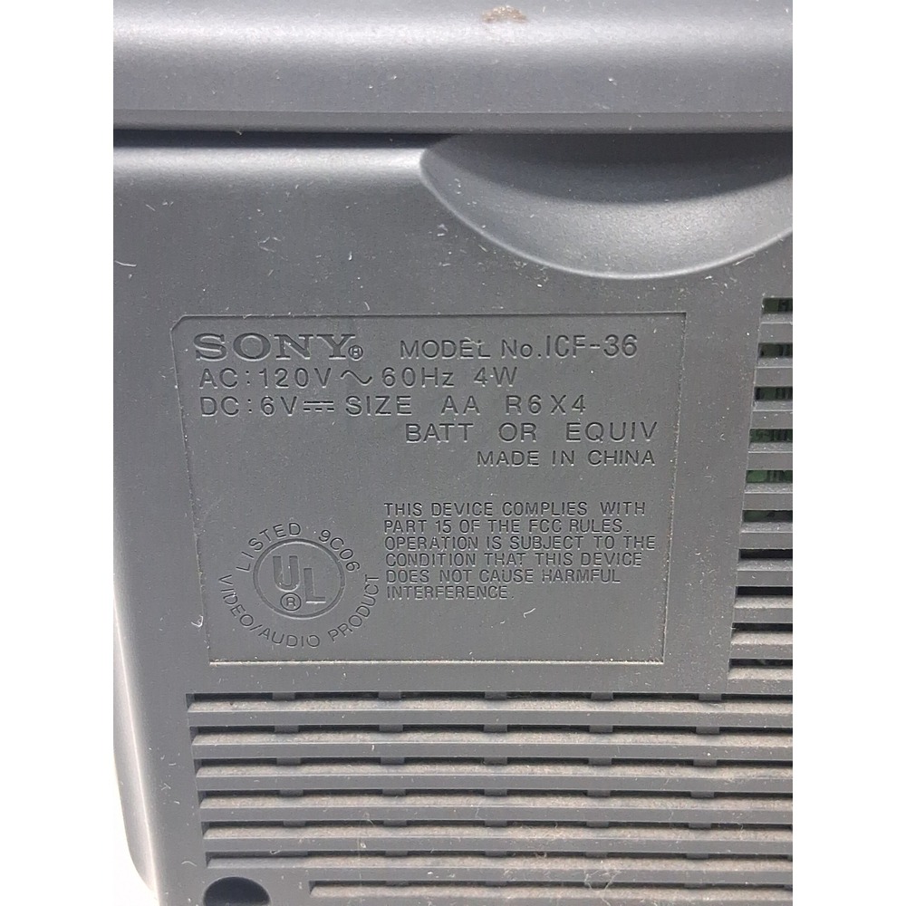 Sony ICF-36 Weather TV FM AM 4-Band Portable Radio Tested and Working AC Cord - Picture 5 of 9
